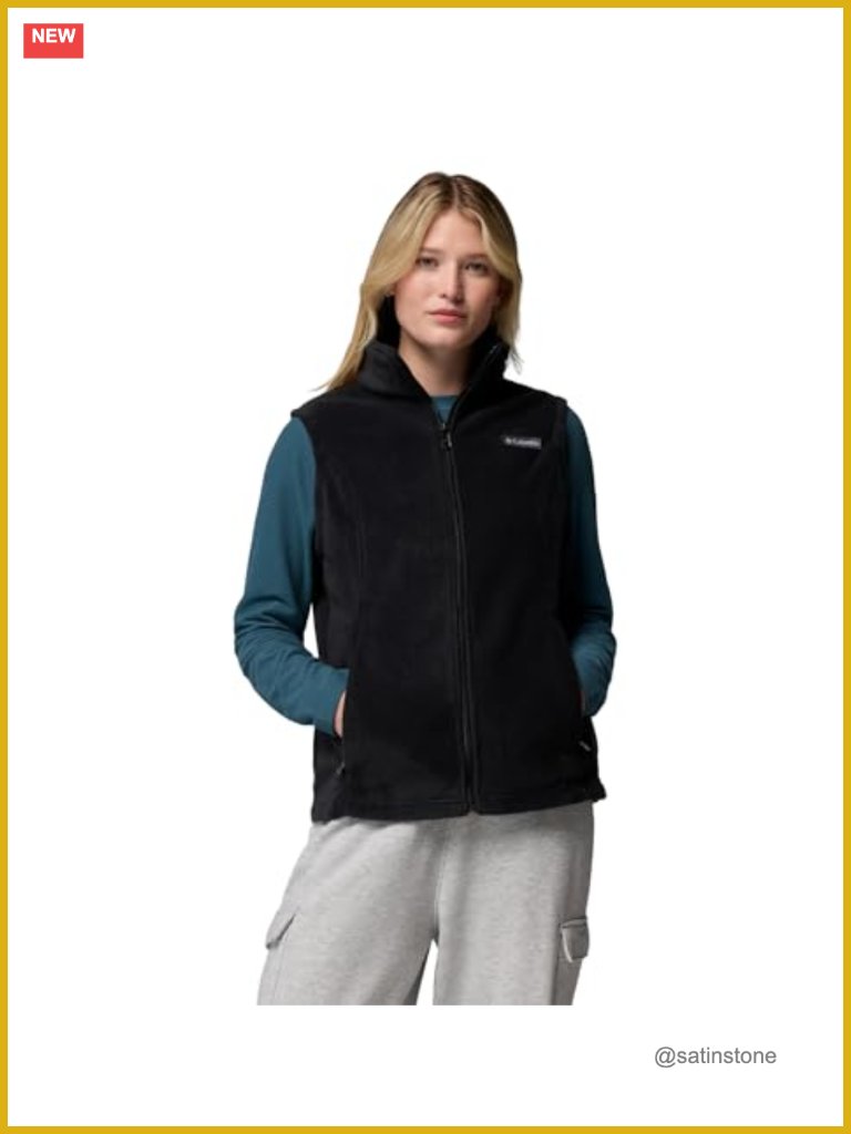 Plush Fleece Zip-Up Vest With Zippered Pockets